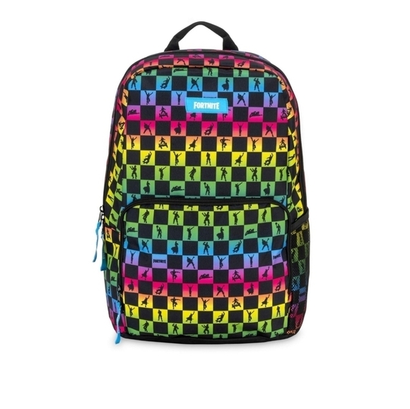 Fortnite Checkered Amplify Rainbow Multicolor Backpack Bookbag Back to School - Picture 1 of 5